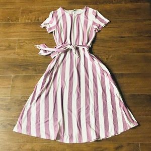 Purple and Cream Striped Dress Women’s size Medium